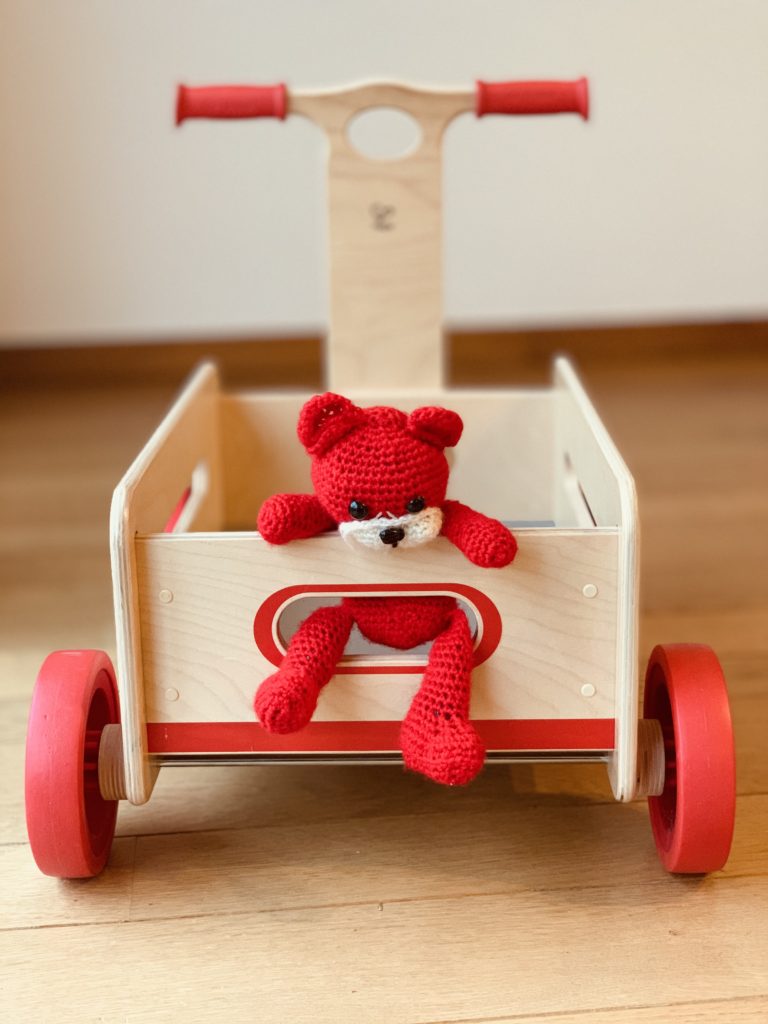 Hape Red Wonder Wagon Wooden Push and Pull Toddler Ride-On