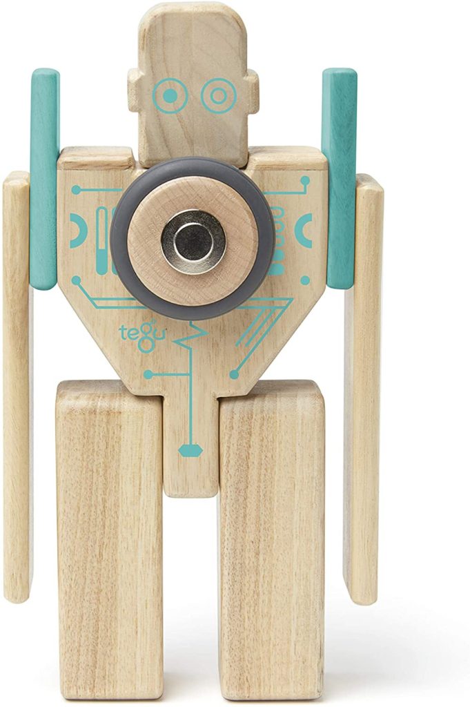 Tegu Magbot Magnetic Wooden Block Set, Electric Aqua