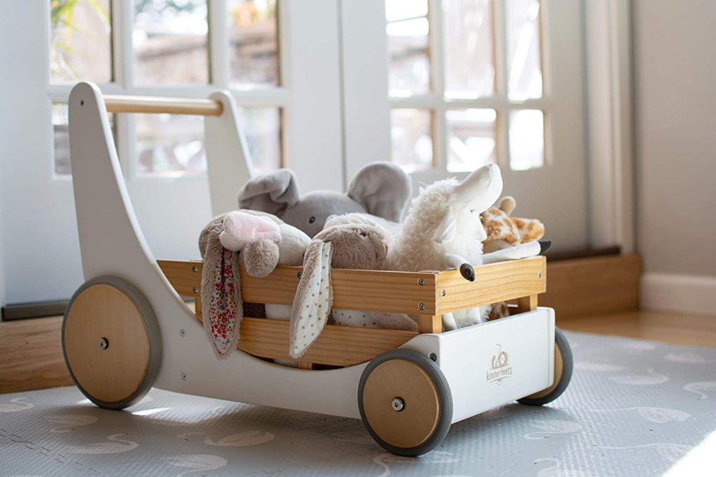 Kinderfeets 2-in-1 Wooden Cargo Walker Cart Wagon in White