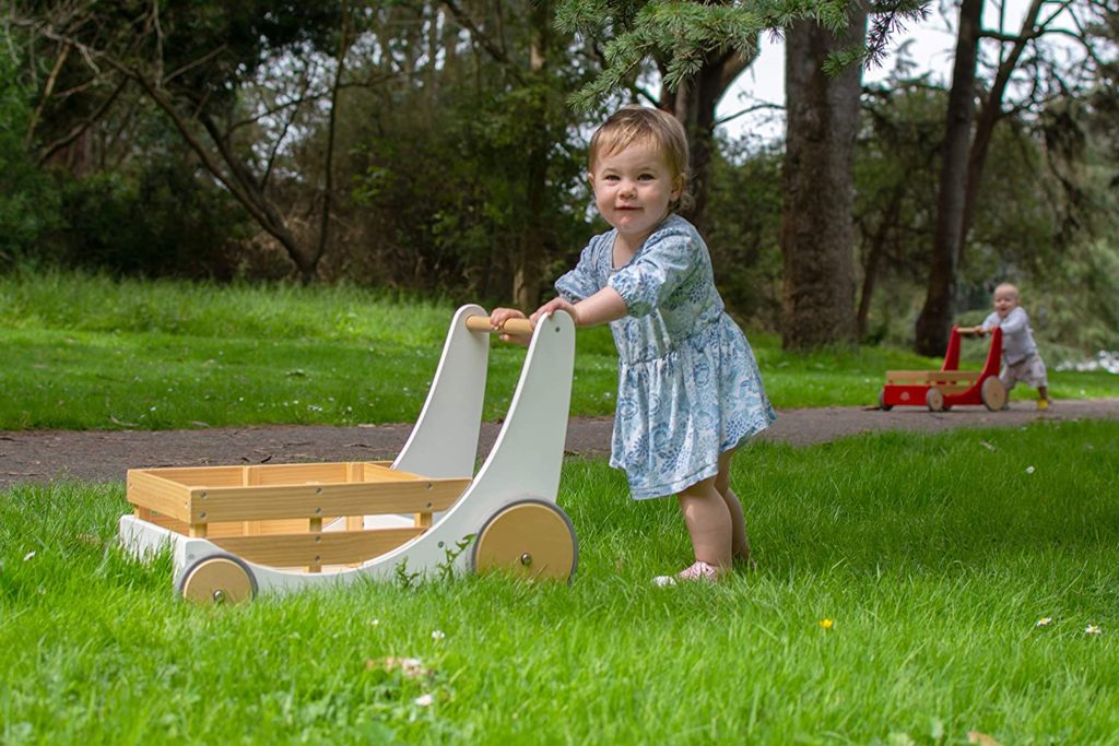 Kinderfeets 2-in-1 Wooden Cargo Walker Cart Wagon in White
