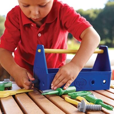 Green Toys Tool Set, Blue - 15 Piece Pretend Play