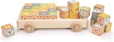 Uncle Goose Classic ABC Blocks with Wagon - Made in The USA