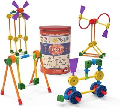 TINKERTOY - Retro Building Tin - 100 Parts - Collectible Tin - Ages 3+