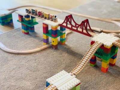 Block Platform Straight, Connect Wooden Train Tracks and Blocks/Bricks