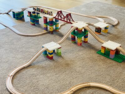 Block Platform Straight, Connect Wooden Train Tracks and Blocks/Bricks