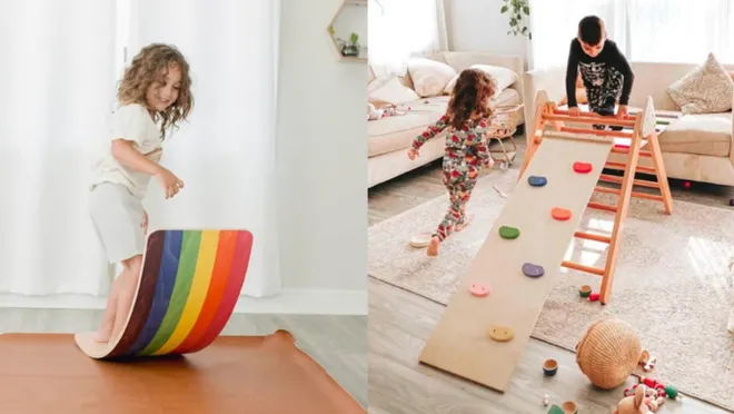 Made in USA Bunny Hopkins Wooden Wobble Board For Kids, Award Winning Wooden Toddlers Balance Board