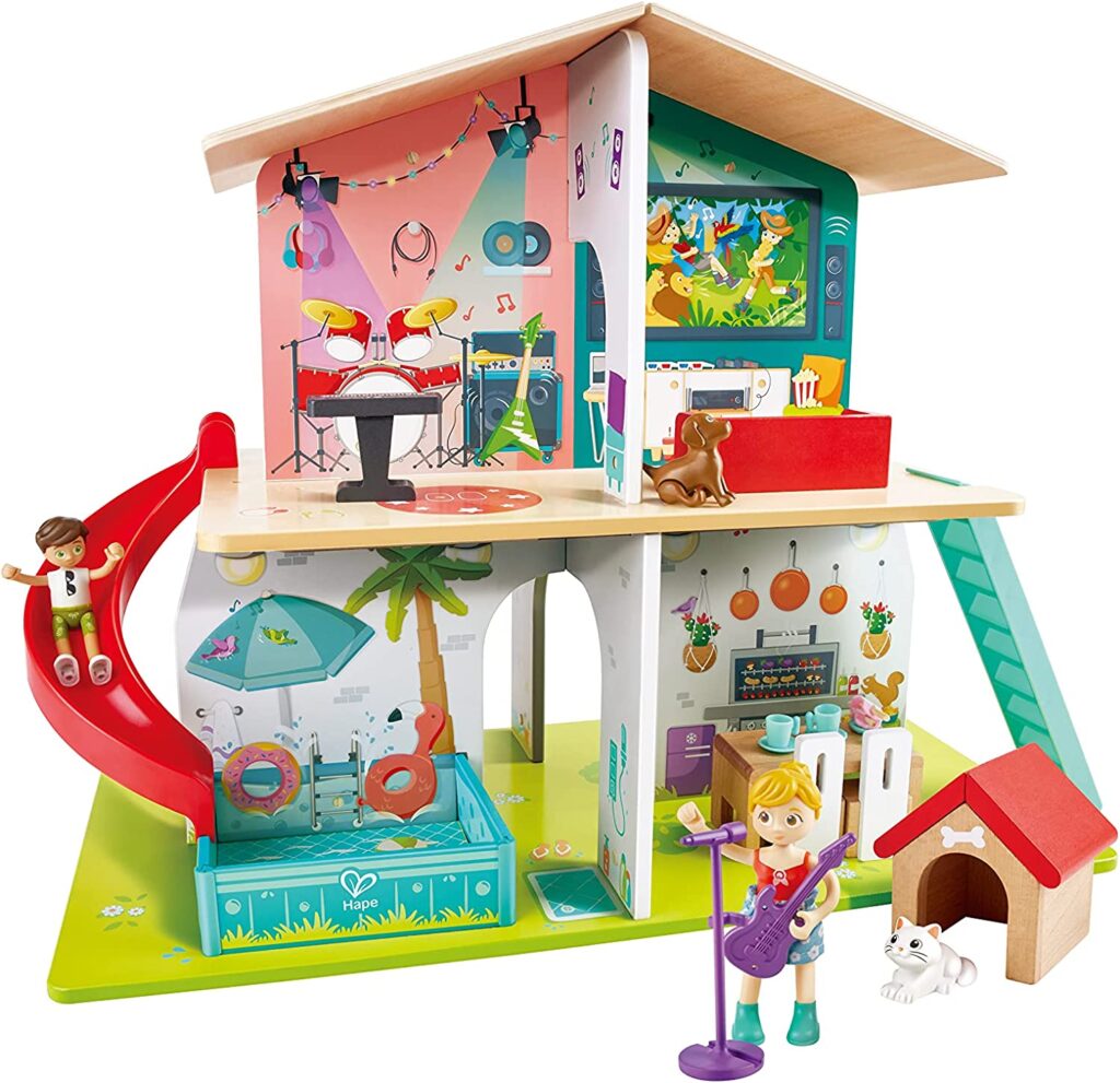 Hape E3411 Rock and Slide Children's Toy Play House with 8 Different Colorful Rooms and 9 Exciting Sound Effects, for Ages 3 and Up
